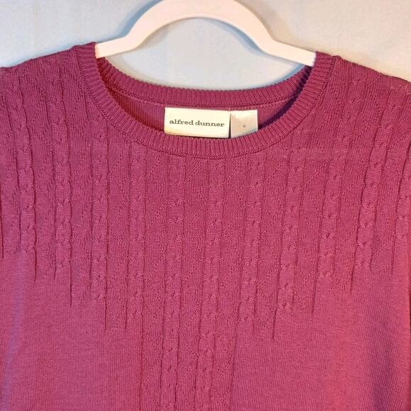 ALFRED DUNNER Spring Sweater Womens Medium Short Sleeve Plum Acrylic EUC - Picture 5 of 8